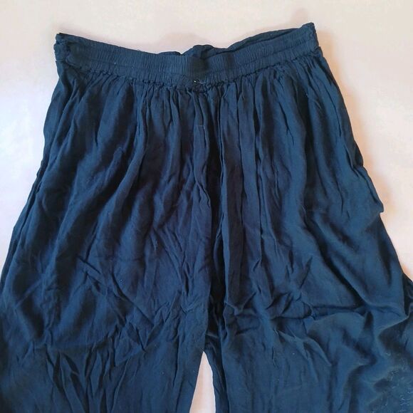 Black Palazzo Pants Free Size M/L/XL Festival Yoga Boho Beach Hippie Rayon - Picture 7 of 9